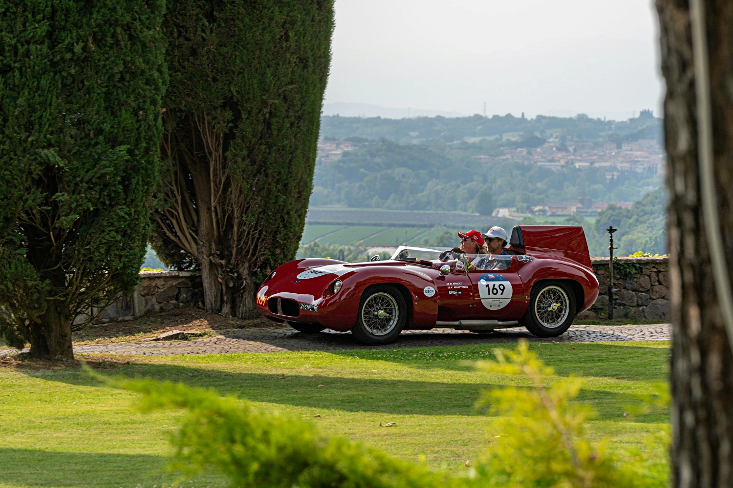 Historic car competing in the 1000 Miglia, a regularity rally on open roads